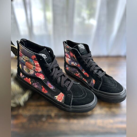 VANS Sk8-Hi Zip Galaxy Floral Black Sneakers Shoes Size 5.5 Men 7.0 Women - Picture 6 of 16